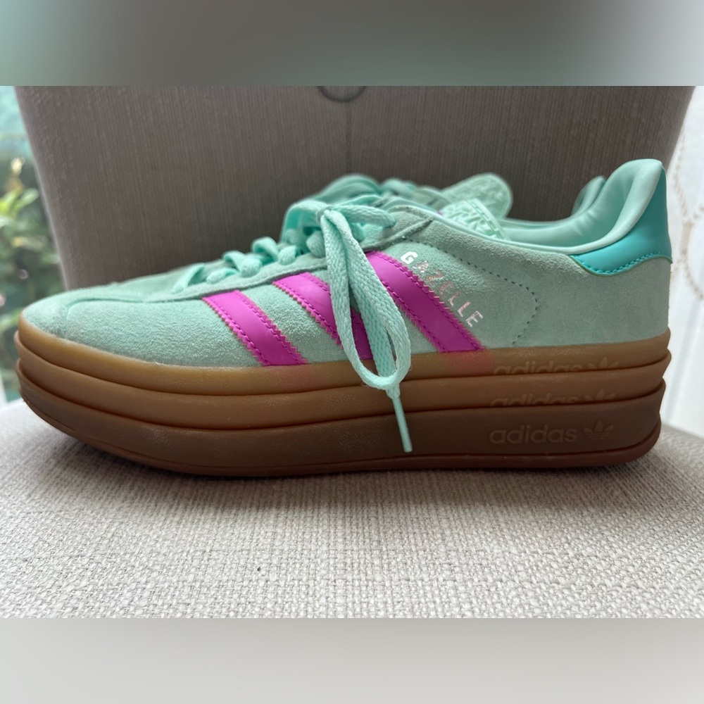 adidas Gazelle Bold J Clear Mint Flash Pink JI3383 Y5.5 W7.5
